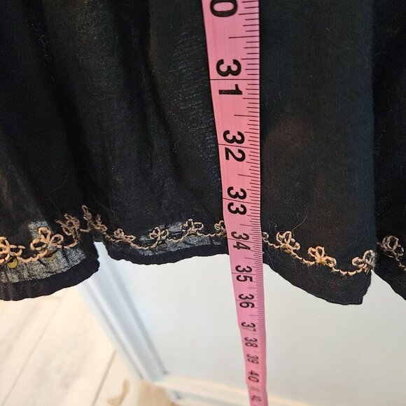Lucky Brand  Black Embroidered Tunic Dress Medium Cotton Whimsigoth Boho Cottage - Picture 10 of 10